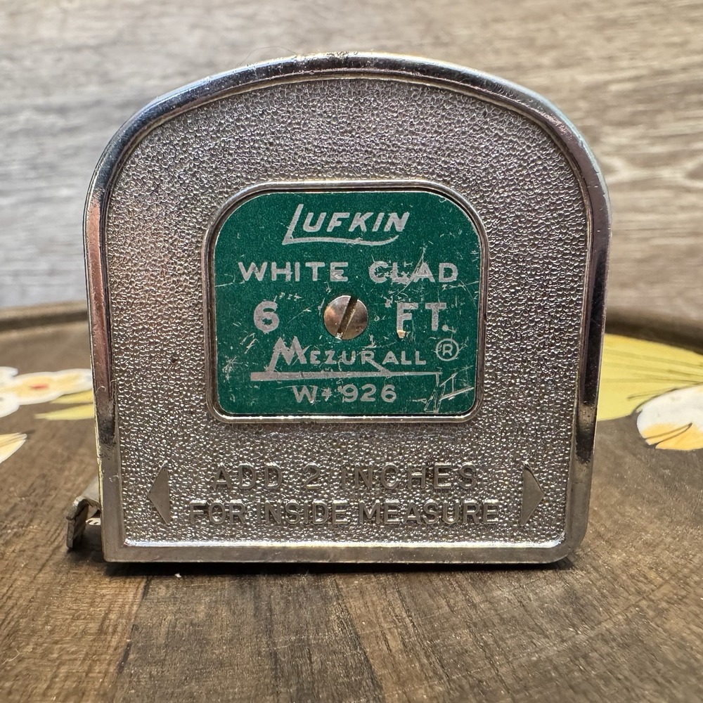 Vintage Lufkin White Clad 6ft‎ Mezurall W926 Tape Measure  USA